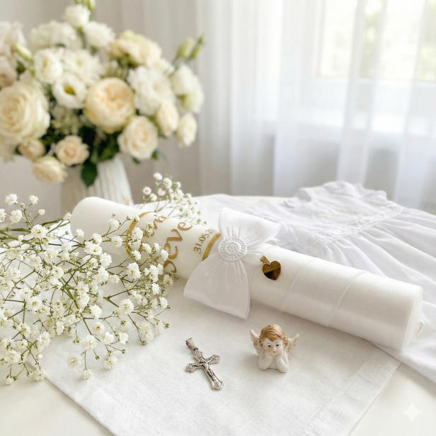 Aranżacja świecy na Chrzest Święty