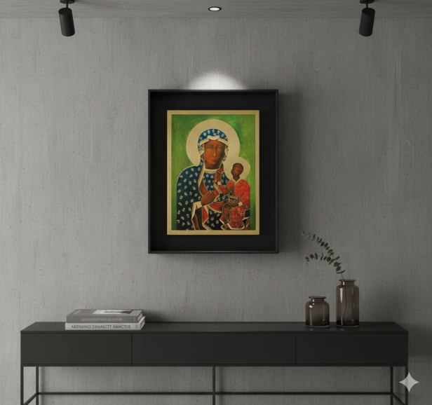 Ikona Matki Bożej Częstochowskiej Wędrującej w aranżacji