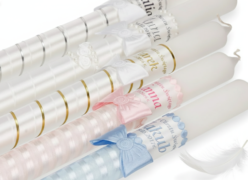 Świeca Chrzcielna z personalizacją – imię i data | Pamiątka Chrztu Świętego