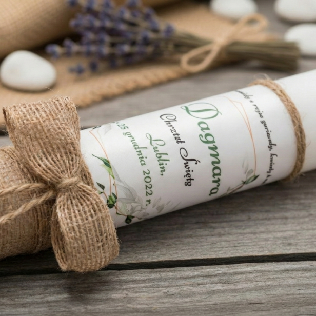 zbliżenie EKO świeca ♻ - jutowe zdobienie