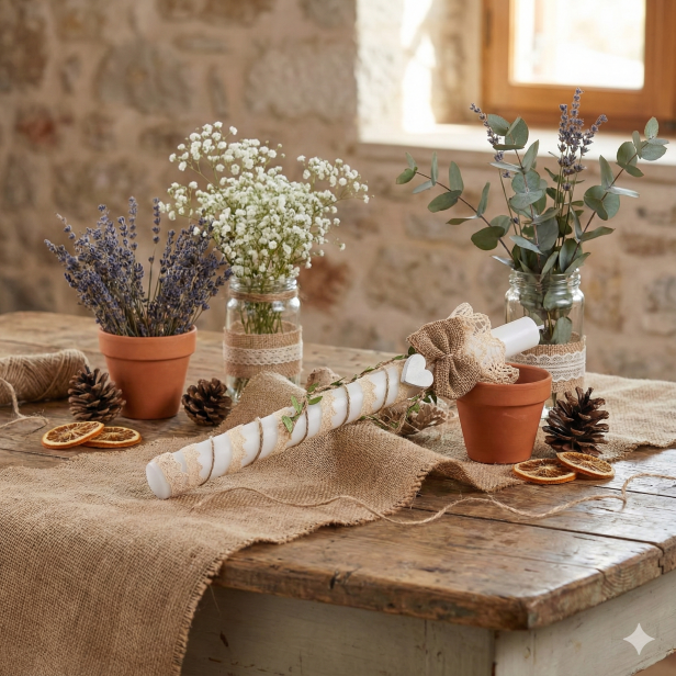 EKO świeca ♻ – jut z koronką w aranżacji