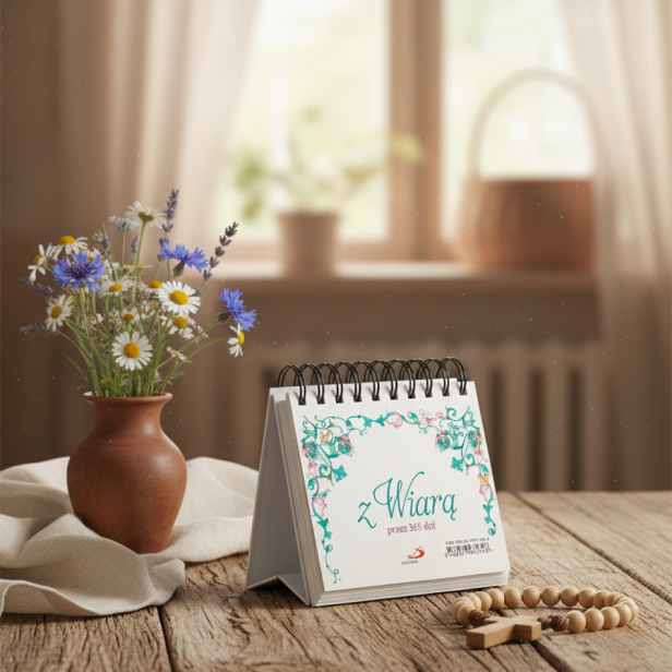 Codziennik na biurko „Z wiarą przez 365 dni” – rok z Bogiem w aranżacji