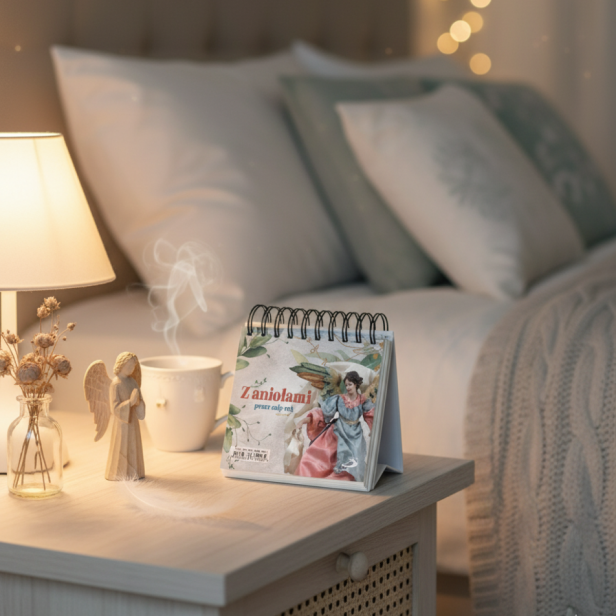 Codziennik na biurko „Z aniołami przez cały rok” – rozpocznij dzień z aniołami w aranżacji