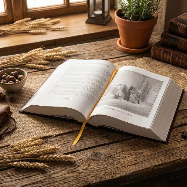 Biblia Domowa Rodzinna – Pismo Święte Starego i Nowego Testamentu w brązowej oprawie, eleganckie wydanie do domu