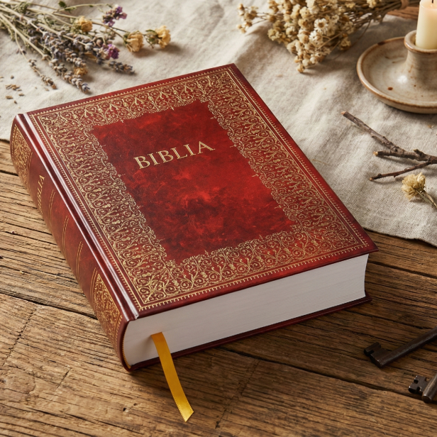 Biblia Domowa Rodzinna – Pismo Święte Starego i Nowego Testamentu w brązowej oprawie, eleganckie wydanie do domu