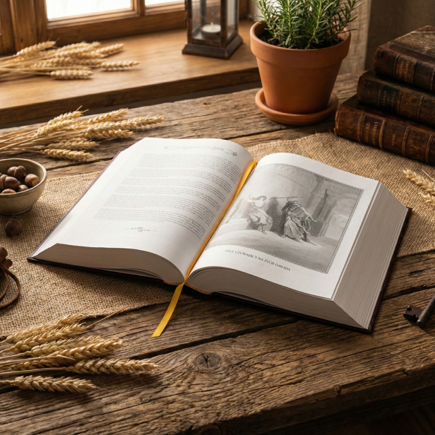 Biblia Domowa z obwolutą – Pismo Święte Starego i Nowego Testamentu z wizerunkiem Jan Paweł II, eleganckie wydanie do domu