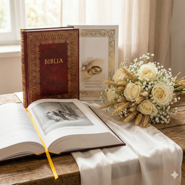 Biblia Domowa Rodzinna w drewnianym pudełku EKO – Pismo Święte jako elegancka pamiątka Sakramentu Małżeństwa