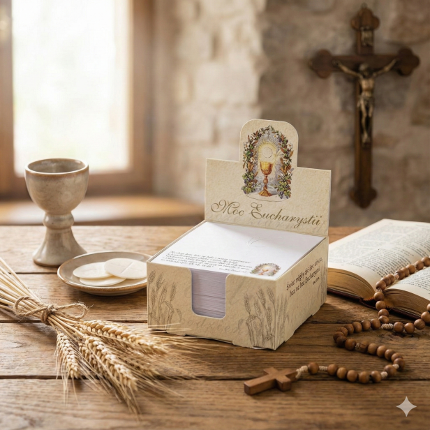 Moc Eucharystii – Notes biurkowy z sentencjami | Seria BOŻE ZIARNO