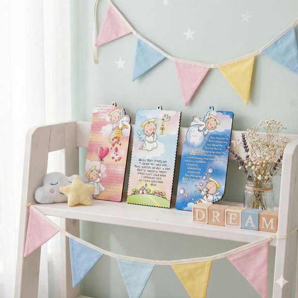 Obrazek na Chrzest z modlitwą – Pastelowa Pamiątka (2 kolory)