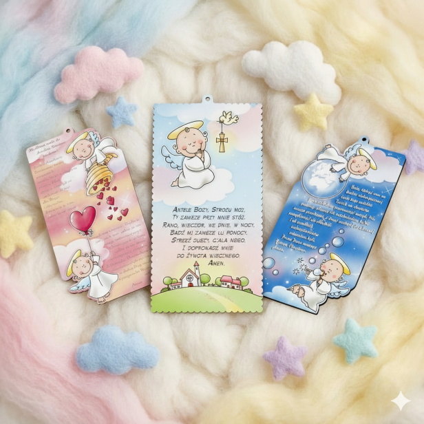 Obrazek na Chrzest z modlitwą – Pastelowa Pamiątka (2 kolory)
