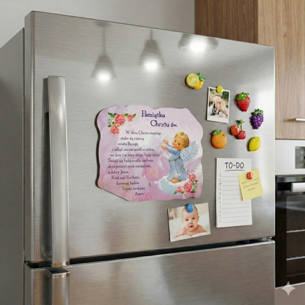 Magnes Pamiątka Chrztu Świętego – Elegancki Upominek Sakramentalny dla dziewczynki