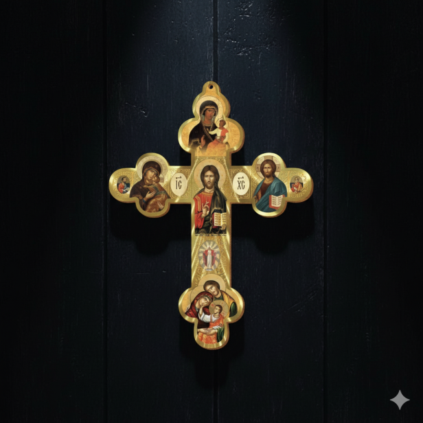 Krzyż ORTHODOX trójlistny – krzyż prawosławny z ikonami