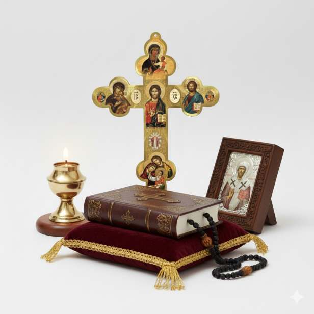 Krzyż ORTHODOX trójlistny – krzyż prawosławny z ikonami