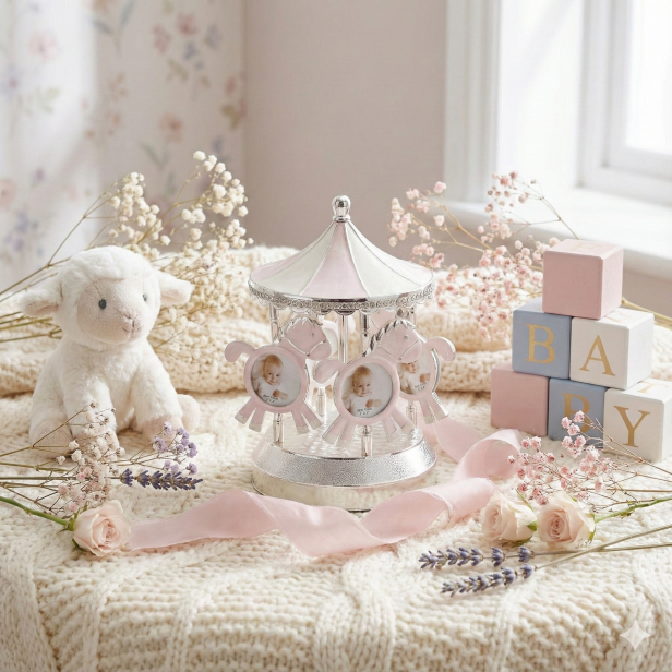 Pozytywka ze zdjęciami ‘Karuzela PINK’ | Linia BELTRAMI GIOIELLI™ – Pamiątka narodzin i dzieciństwa