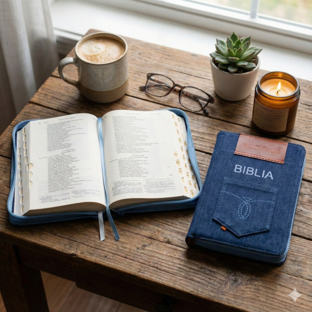 Biblia Tysiąclecia – format oazowy w jeansowym futerale z zamkiem | Pamiątka Prezent