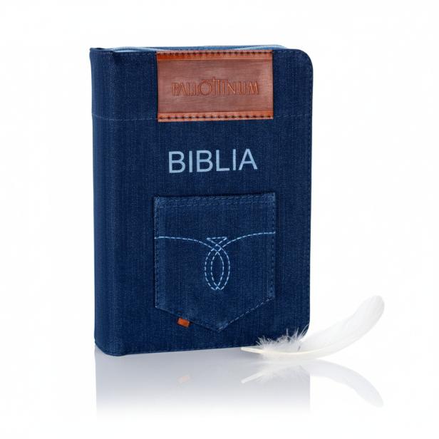 Biblia Tysiąclecia – format oazowy w jeansowym futerale z zamkiem | Pamiątka Prezent