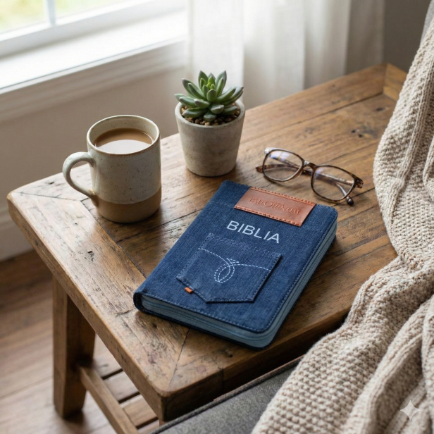 Biblia Tysiąclecia – format oazowy w jeansowym futerale z zamkiem | Pamiątka Prezent