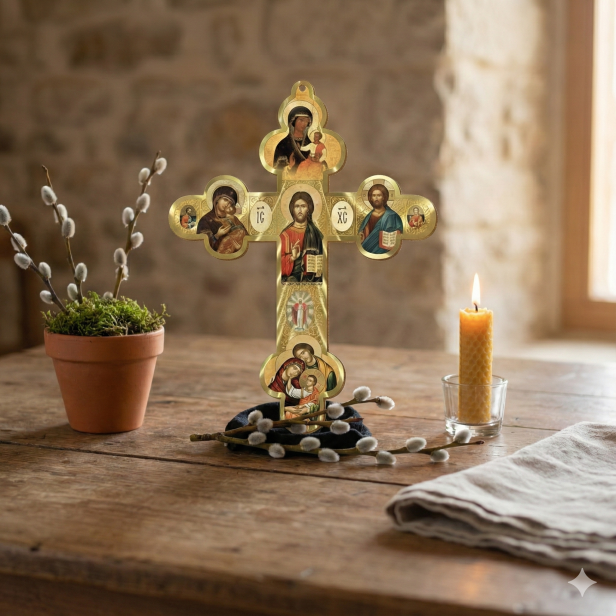 Krzyż ORTHODOX trójlistny – krzyż prawosławny z ikonami
