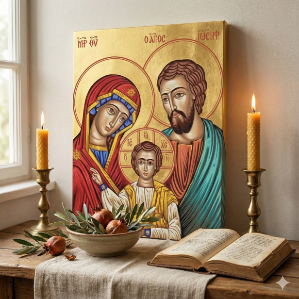 Obraz na płótnie Święta Rodzina 30×40 cm | Linia SACRA CANVAS