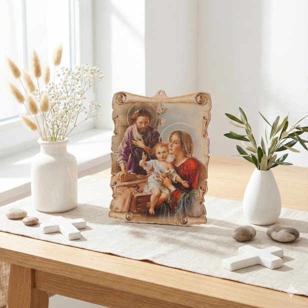 Obrazek pastelowy Święta Rodzina – „Dom zbudowany na miłości”