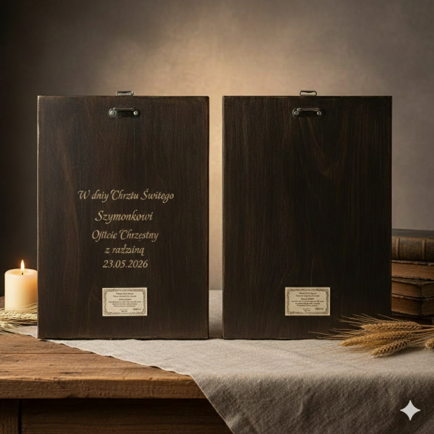 Obraz na desce lipowej 15×20 – Matka Boża Niepokalana „Czystość serca i opieka Matki”