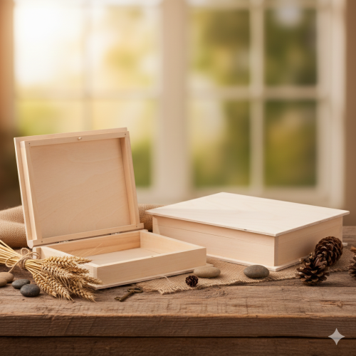 Drewniane pudełko z drewna lipowego 21×17×4,5 cm – LIPOWY BOX™