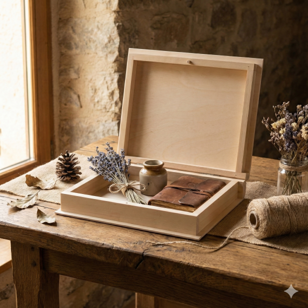 Drewniane pudełko z drewna lipowego 21×17×4,5 cm – LIPOWY BOX™