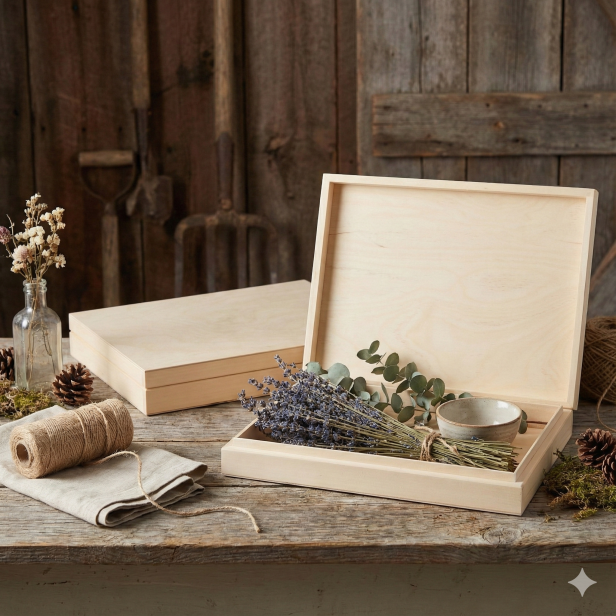 Drewniane pudełko z drewna lipowego 32,5×25,5×4,5 cm – LIPOWY BOX™