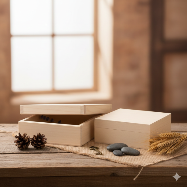 Drewniane pudełko z drewna lipowego 10×10×5 cm – LIPOWY BOX™