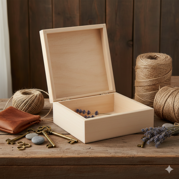 Drewniane pudełko z drewna lipowego 10×10×5 cm – LIPOWY BOX™