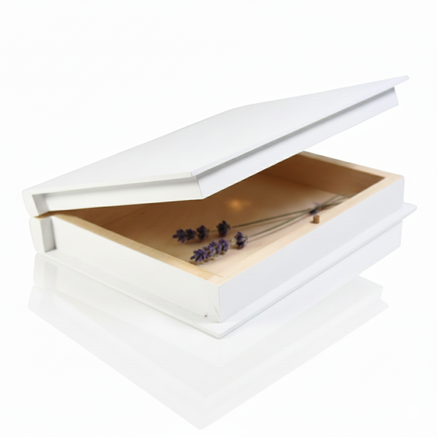 Białe drewniane pudełko malowane 21×17×4,5 cm – LIPOWY BOX™ WHITE