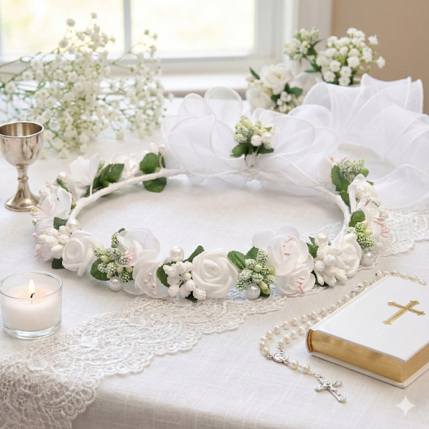 Wianek komunijny – Linia CORONA™ | Różana Delikatność