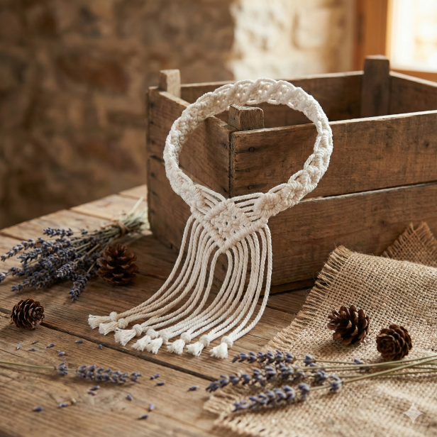 Wianek komunijny ręcznie wykonany – makrama BOHO ♻