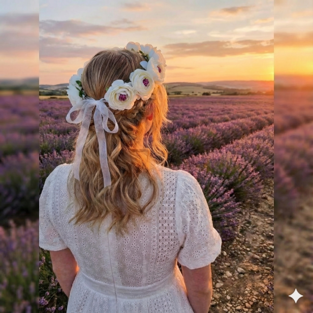 Wianek regulowany EKO ♻ - białe piwonie