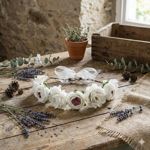 Wianek regulowany EKO ♻ - białe piwonie