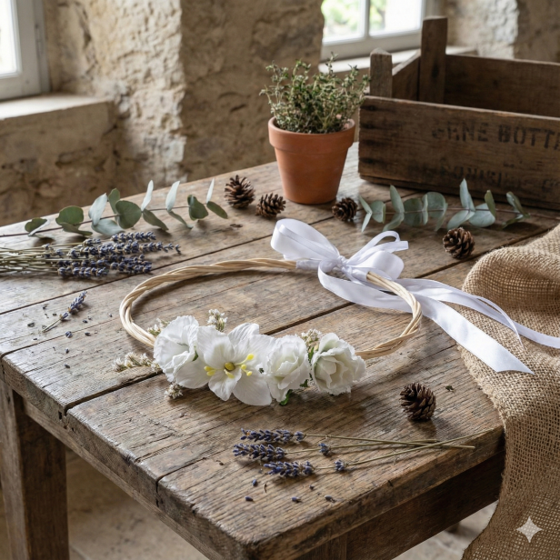 Wianek regulowany EKO ♻ – białe kwiaty