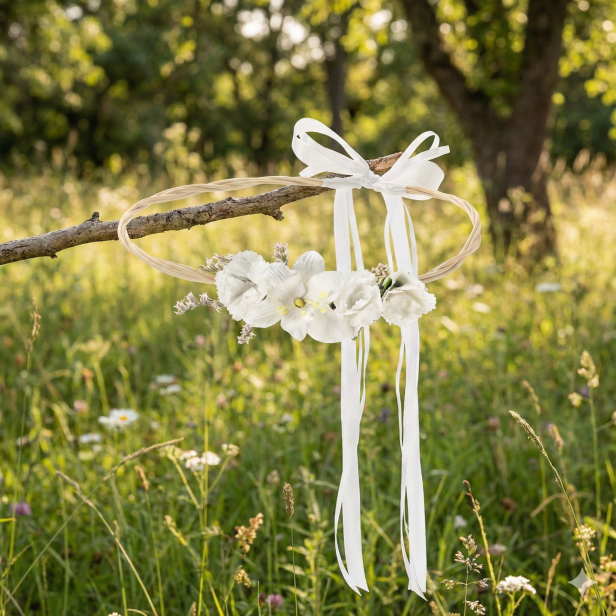 Wianek regulowany EKO ♻ – białe kwiaty