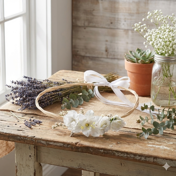 Wianek regulowany EKO ♻ – białe kwiaty