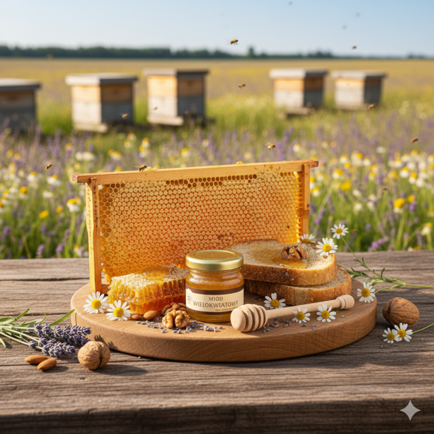 Miód wielokwiatowy 50 g – Naturalny miód z polskiej pasieki