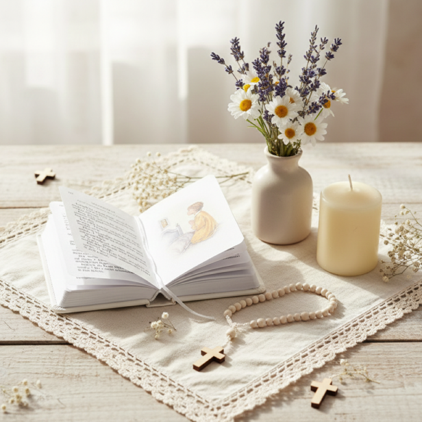 Książeczka Komunijna. Modlitewnik z grawerem - Biała