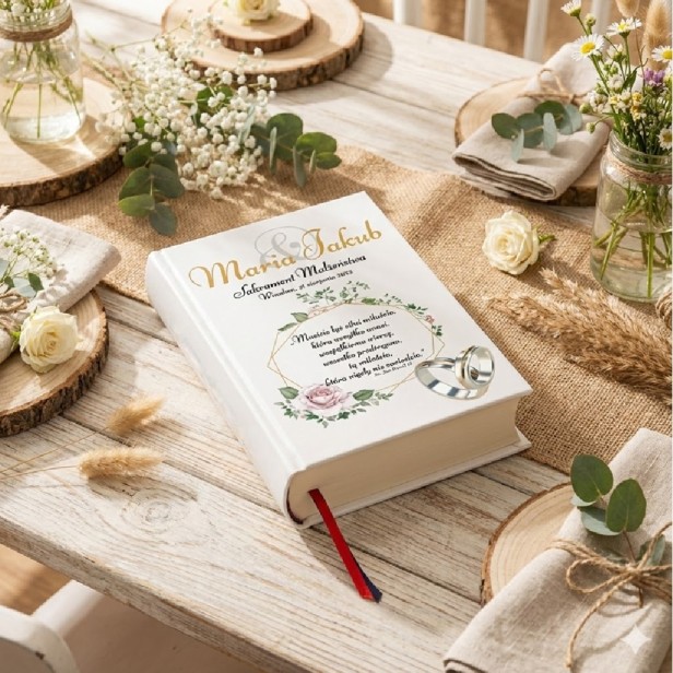 projekt KWIATY - Skarbczyk - Modlitewnik z nadrukiem UV na obwolucie ŚLUB