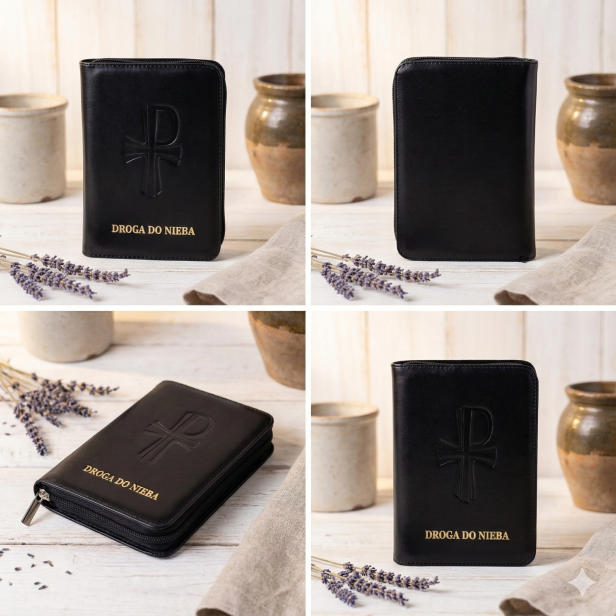 Etui skórzane do modlitewnika Droga do Nieba – czarne lub ecru