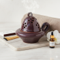 Kadzielniczka glazura fioletowo-brązowa – ręcznie wykonana ceramiczna kadzielnica z korkową podstawką