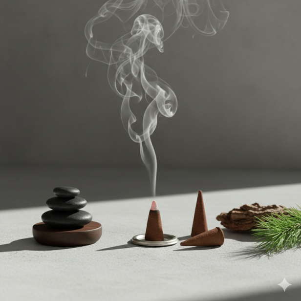 Kadzidło stożkowe SANDAŁ – drzewny aromat harmonii i duchowego oczyszczenia