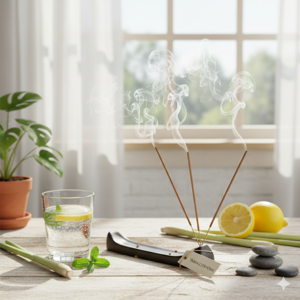 Kadzidło indyjskie patyczki TRAWA CYTRYNOWA – świeży aromat oczyszczenia i energii