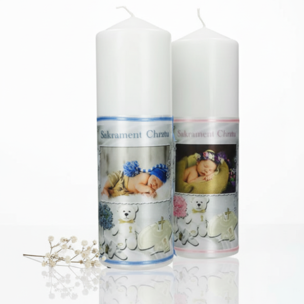 Świeca pamiątkowa Chrzest Święty „Sakrament” – Kolekcja Sacrum