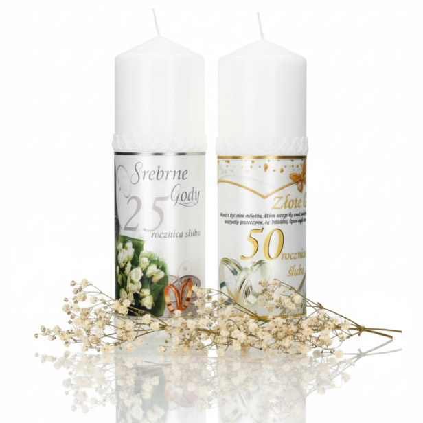Świeca pamiątkowa z okazji Jubileuszu Ślubu – Kolekcja Sacrum