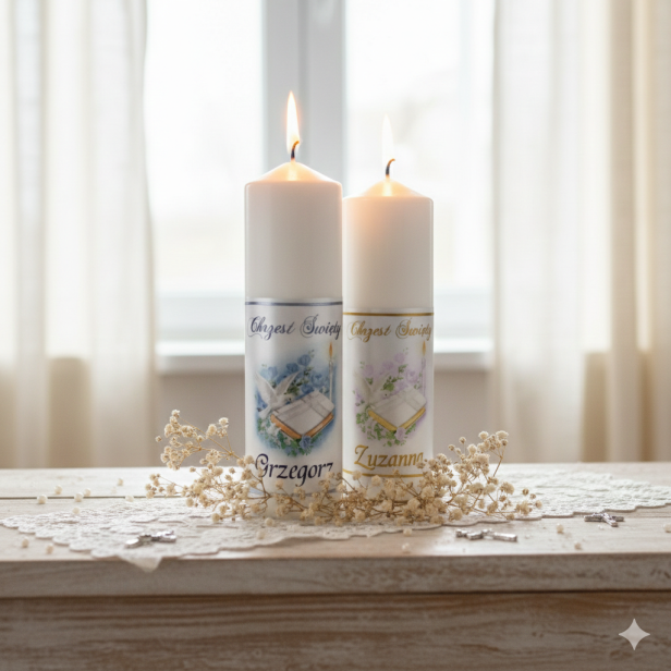 Świeca pamiątkowa Chrzest Święty „Duch Święty” – Kolekcja Sacrum
