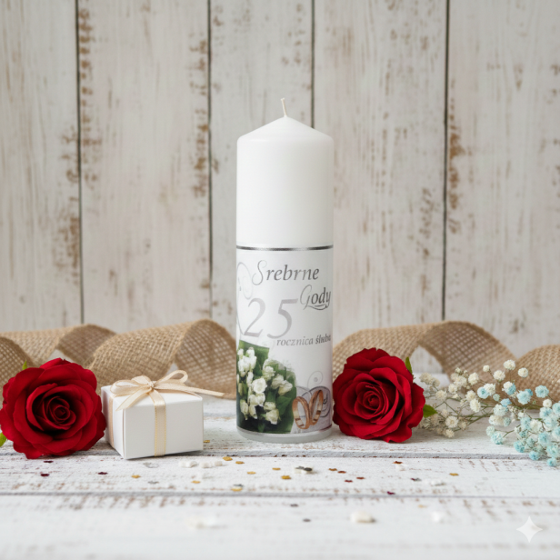 Świeca pamiątkowa z okazji Jubileuszu Ślubu – Kolekcja Sacrum