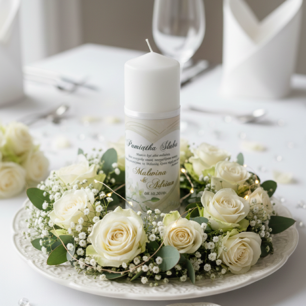 Świeca pamiątkowa z okazji Ślubu – Kolekcja Sacrum